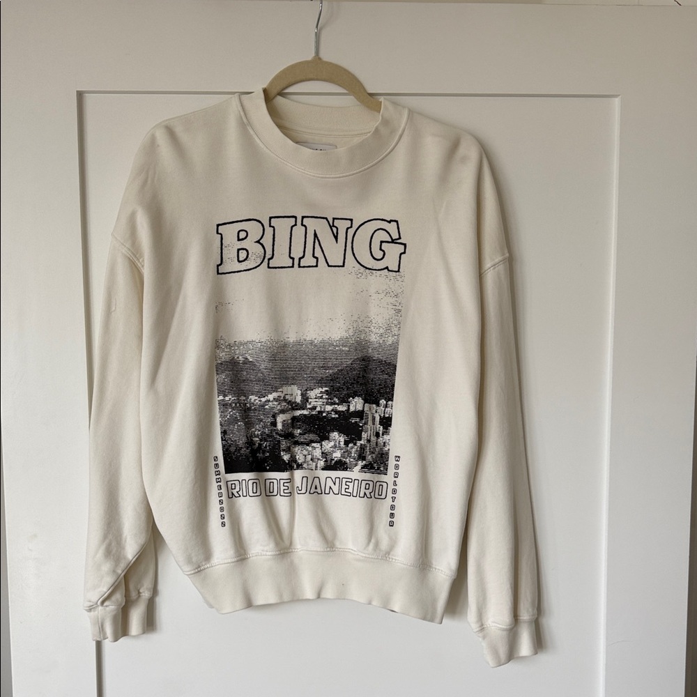 Anine Bing Cream Graphic Sweatshirt Rio de Janeiro